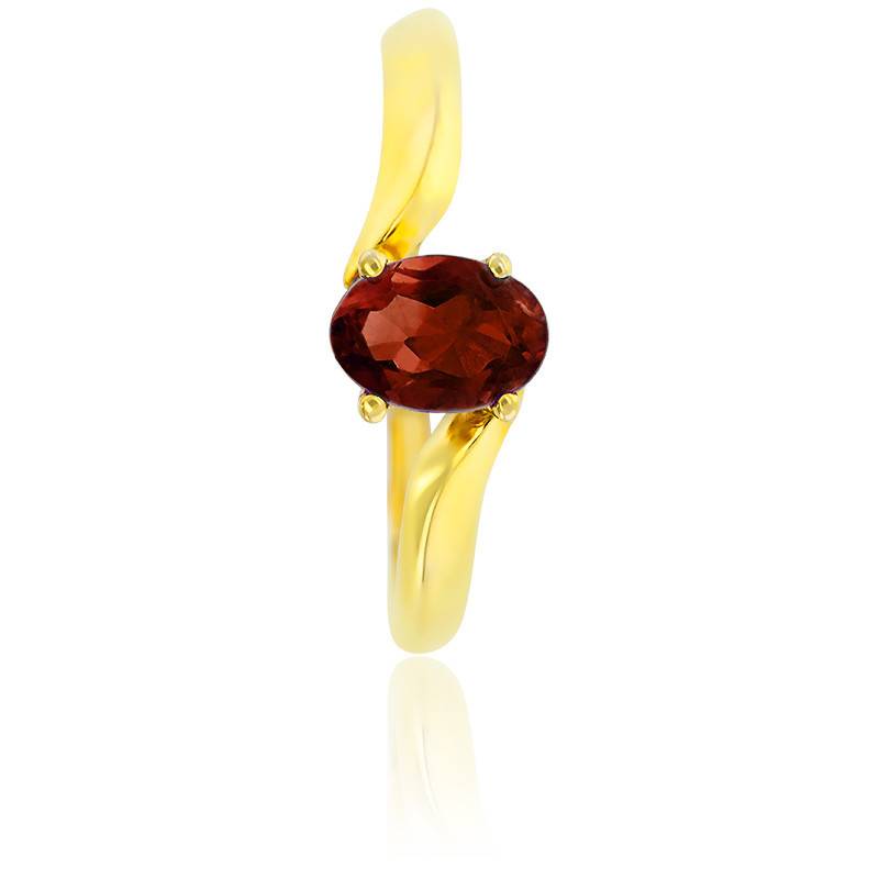 Bague Or Jaune 375 Grenat Ovale Aurora Ocarat