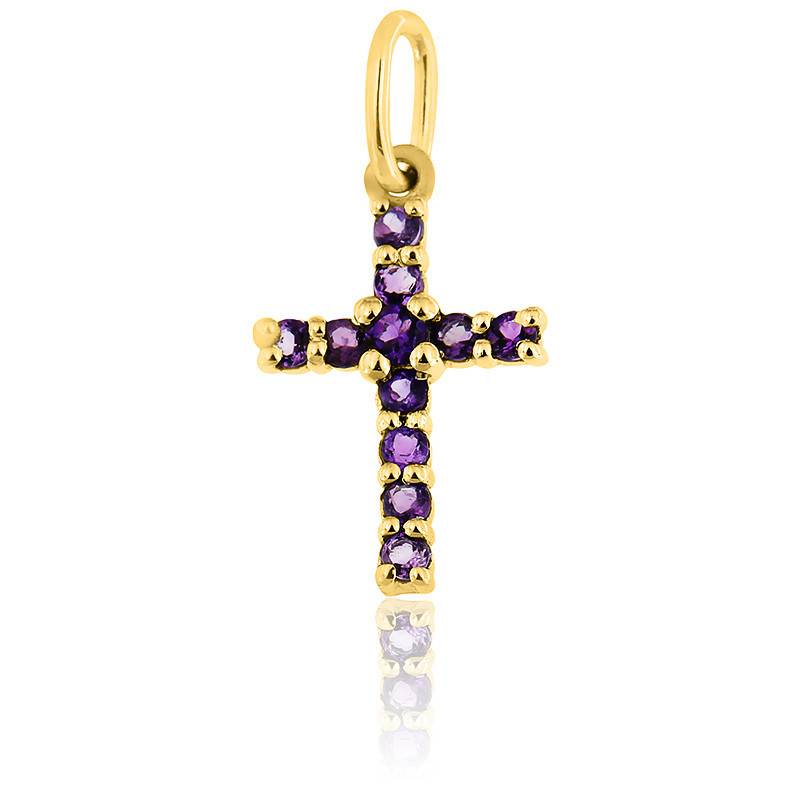 Pendentif Croix Or Jaune 375 améthyste Aurora Ocarat