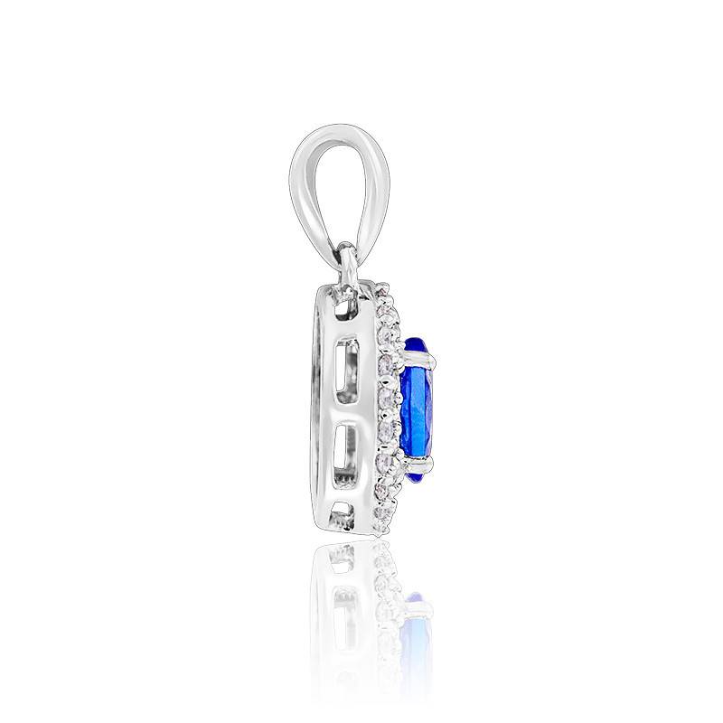 Pendentif Or Blanc Diamants Tanzanite Ovale Aurora Ocarat