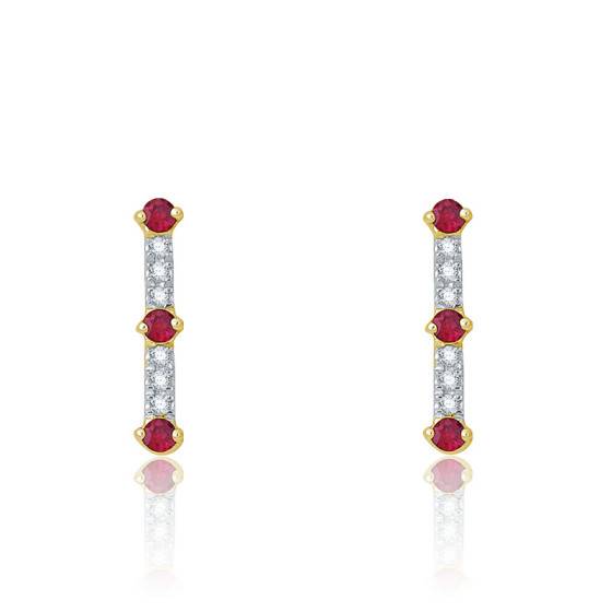 Boucles D Oreilles Or Jaune 375 Rubis Aurora Ocarat