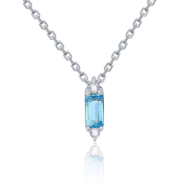 Pendentif Or Blanc Topaze Bleue Aurora Ocarat