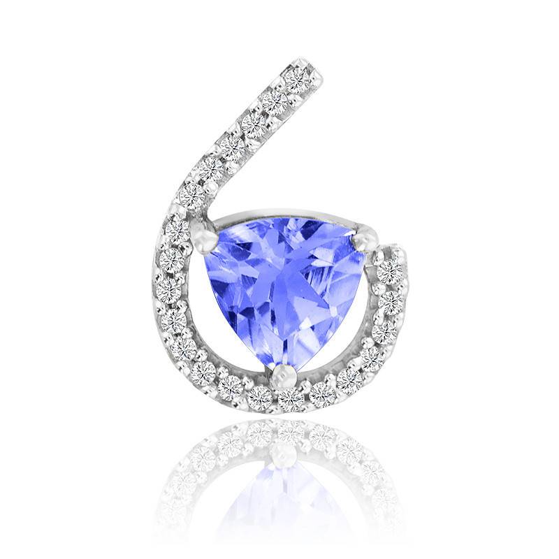 Pendentif Triangle Tanzanite Diamants Or Blanc Aurora Ocarat