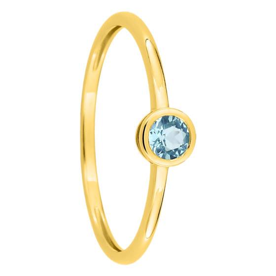 Bague Or Jaune Topaze Bleue Ronde Aurora Ocarat