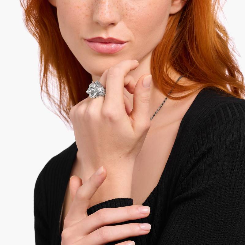 Bague Rebel Wolf En Argent 925 Zircones Thomas Sabo Ocarat