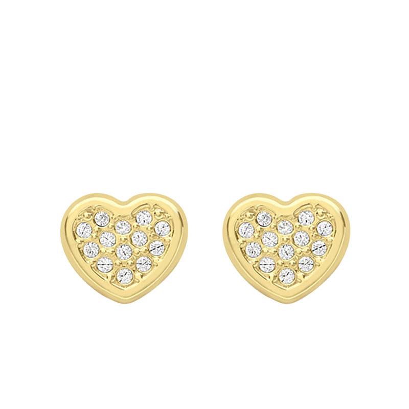 Boucles D Oreilles Coeurs Or Jaune Zircones Emanessence Ocarat