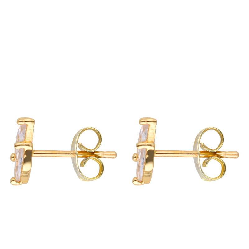 Boucles D Oreilles Double Or Jaune Zircones Emanessence Ocarat