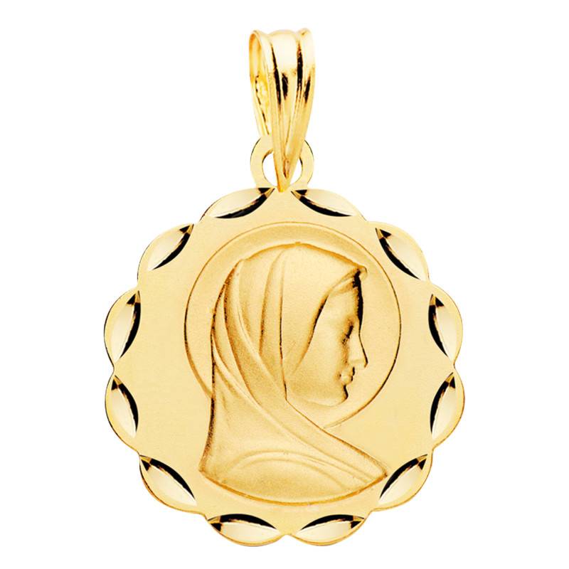 Médaille Vierge Marie Facettée Or Jaune 750 17mm Lumiosa Ocarat