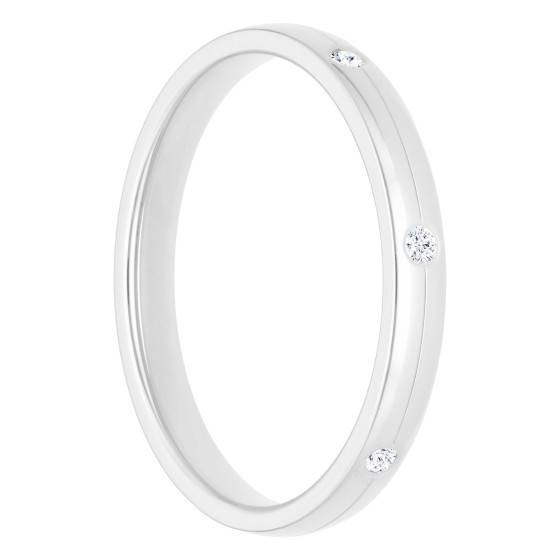 Alliance Bombée Or Blanc 375 Diamants 0 105 ct Amore Ocarat