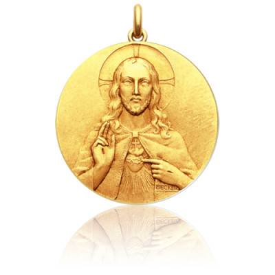 Médaille 2 faces Christ et Vierge Or Jaune 750, Diamètre 15 mm à 22 mm - Becker