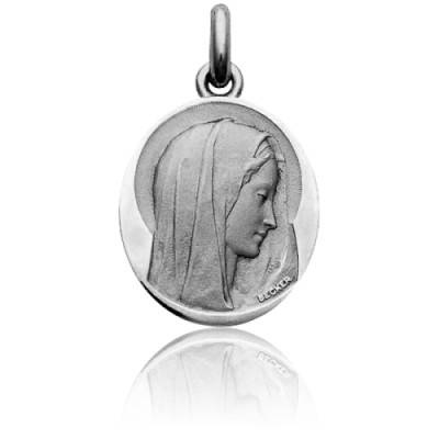 Médaille Vierge Virgo Dulcis Ovale Or Blanc 750, Diamètre 18 mm à 22 mm - Becker
