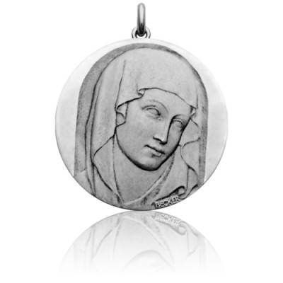 Médaille Vierge XIII Ronde Or Blanc 750, Diamètre 15 mm à 22 mm - Becker