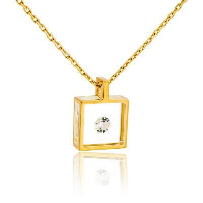 Collier Micro Carré en Or Jaune 750 & Diamant 0,1 ct, Longueur 42 cm - Pascal MORABITO