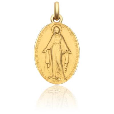 750/1000 Yellow Gold Miraculous Virgin Mary Double-Sided Medal - Becker