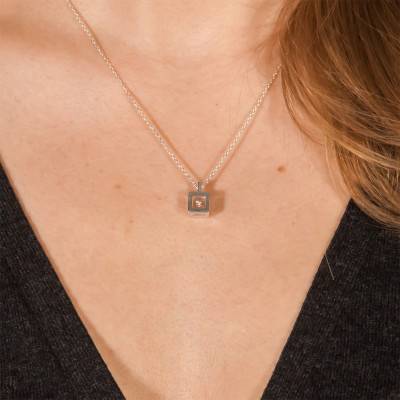Collier Micro Cube en Argent & Diamant 0,03 ct, Longueur 44 cm - Pascal MORABITO