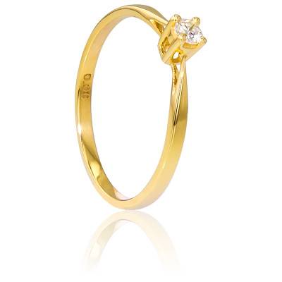 Bague Solitaire Paris en Or Jaune 750 & Diamant 0,08 ct - Amore