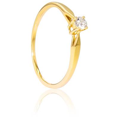 Bague Solitaire Paris en Or Jaune 750 & Diamant 0,10 ct - Amore