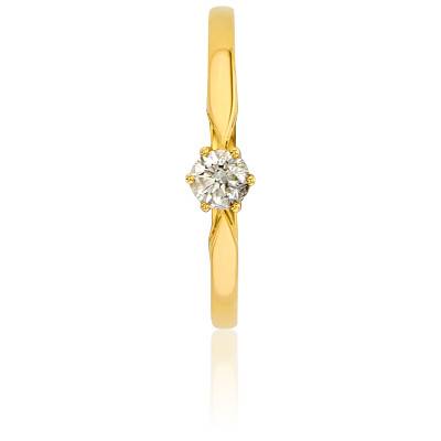 Bague Solitaire Venise en Or Jaune & Diamant 0,18 ct - Amore