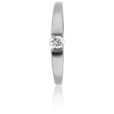 Bague Solitaire Capri en Or Blanc 750 & Diamant 0,08 ct - Amore