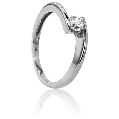 Bague Solitaire Apesanteur en Or Blanc 750 & Diamant 0,30 ct - Amore