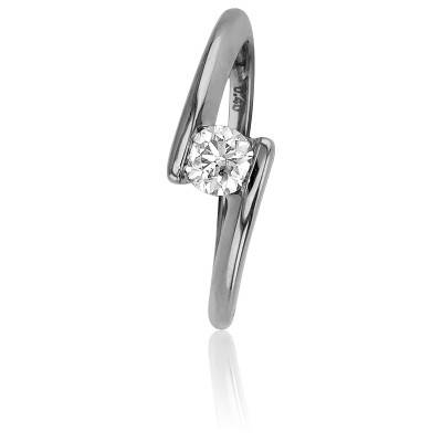 Bague Solitaire Apesanteur en Or Blanc & Diamant 0,40 ct - Amore