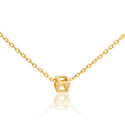 750 Yellow Gold Nano Cube Necklace, 42 cm Length - Pascal MORABITO