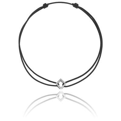 Bracelet Mini Quadrature Or Blanc Cordon - Pascal MORABITO