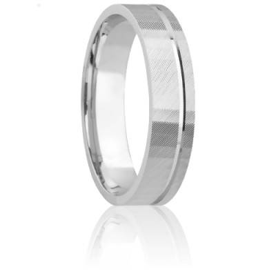 Alliance Ruban Confort Striée en Parqué Or Blanc 750 à Sillon, Largeur 4,50 mm - Aurodesign
