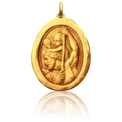 Médaille Saint Christophe Or Jaune 750, Diamètre 19 mm - Becker