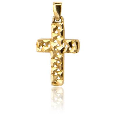 Croix Effet Ecaillé en Or Jaune 750 - Vandona