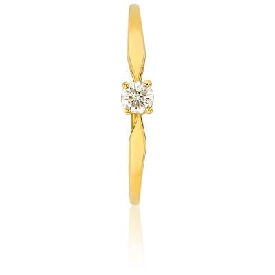 Bague Solitaire Paris en Or Jaune 750 & Diamant 0,14 ct - Amore