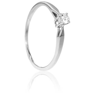 Paris 750/1000 White Gold Diamond Solitaire Ring 0.14 ct - Amore