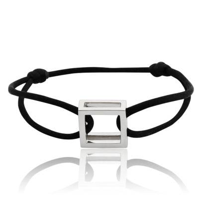 925 Silver Square Cord Bracelet, Width 6 mm - Pascal MORABITO