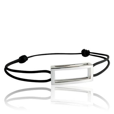 Bracelet Rectangle Argent Cordon - Pascal MORABITO