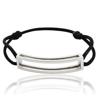 925 Silver Large Rectangle Cord Bracelet - Pascal MORABITO