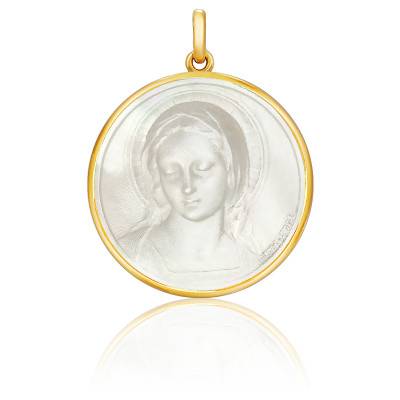 Médaille Vierge Amabilis Nacre & Or Jaune 750, Diamètre 18 mm à 22 mm - Becker