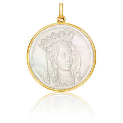 Médaille Vierge Notre Dame Nacre & Or Jaune 750, Diamètre 18 mm à 22 mm - Becker