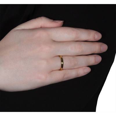 Alliance Demi-Jonc en Or Jaune 750, Largeur 3,50 mm - Ponce