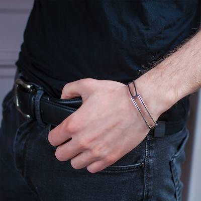 Bracelet Rectangle L Argent Cordon - Pascal MORABITO