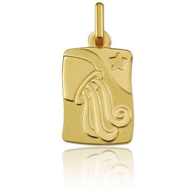 375/1000 Yellow Gold Aquarius Zodiac Sign Pendant - Argyor