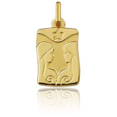 375/1000 Yellow Gold Gemini Zodiac Sign Pendant - Argyor