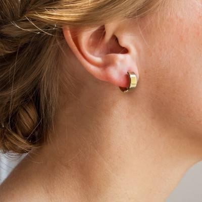 Boucles d'Oreilles Petites Créoles Or Jaune 750, Diamètre 16 mm - Vandona