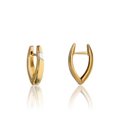 Small Two-Tone 750/1000 Gold Huggie Hoop Earrings, 3 mm Wide - Vandona