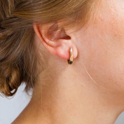 Boucles d'Oreilles Petites Créoles Unies Or Jaune 750, Largeur 3 mm - Vandona