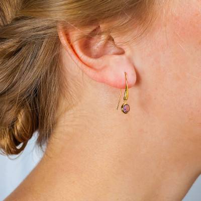 Boucles d'oreilles pendantes, Or Jaune 375 et améthystes - Vandona