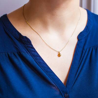 Pendentif Coussin Rond Or Jaune 375 et Quartz Cognac - Vandona