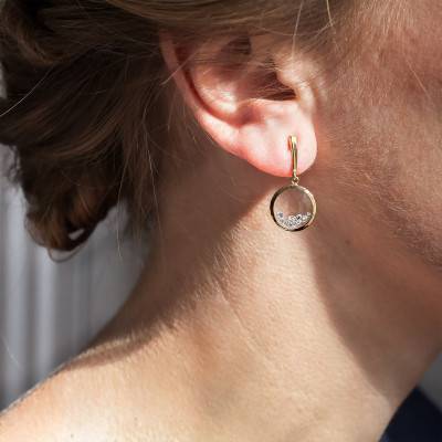 Boucles d'oreilles pendantes Dancing Stars, Or Jaune 750 & zirconium - Vandona
