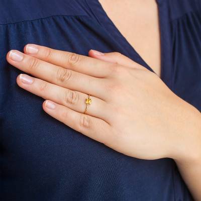 Bague Carrée Or Jaune 375 et Citrine - Aurora