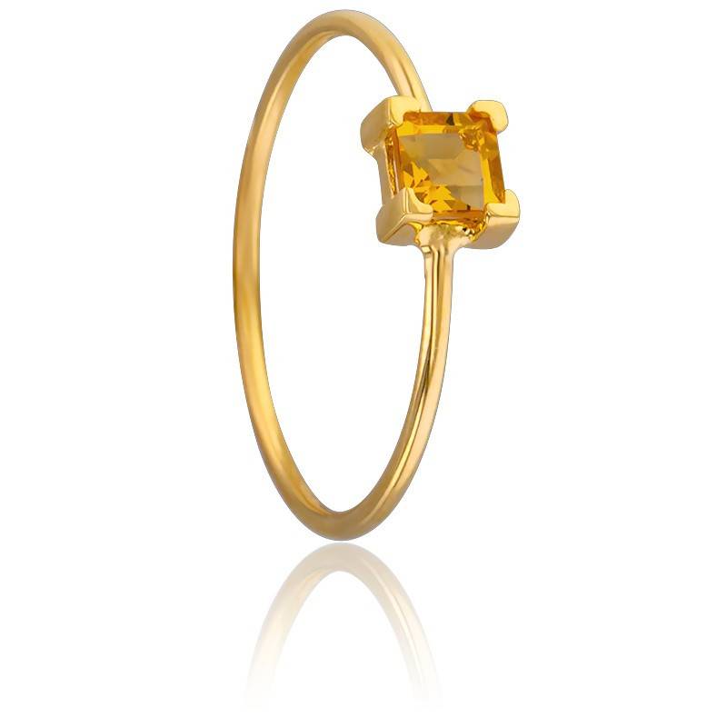 Bague Carr e Or Jaune 750 et Citrine Aurora Ocarat