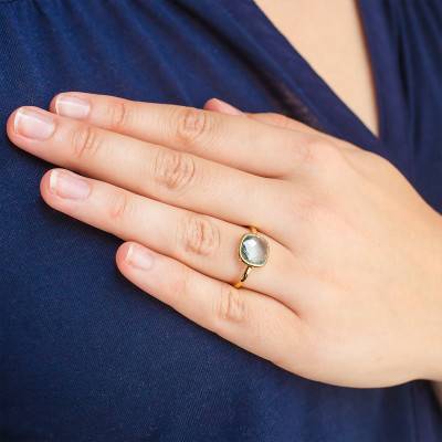 Bague Coussin Or Jaune 375 et Topaze - Dolce Vita