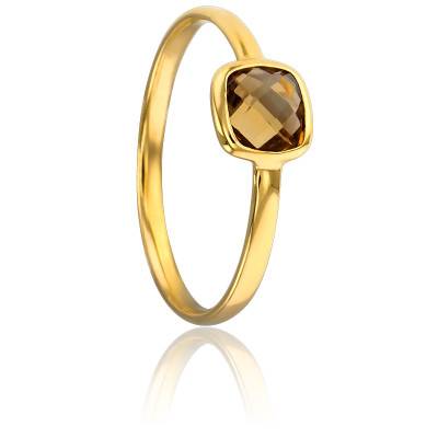 Bague en Or Jaune 375 & Quartz Cognac - Vandona